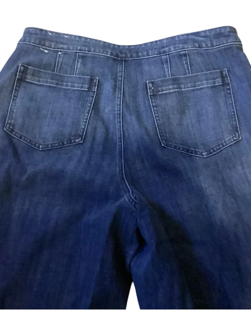 Talbots Dark Blue Wide Leg Jeans size 16 side zip - Picture 7 of 12